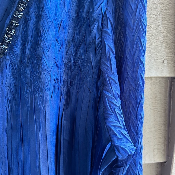 Kamarov dress sheer shimmer luminous crinkle blue layered Sz plus 3X - Picture 9 of 10